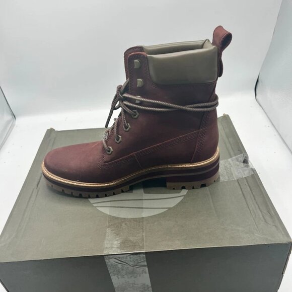 NWT Timberland Women Courmayeur Valley 6" Boot Medium Burgundy Nubuck Size 8 - Picture 4 of 7
